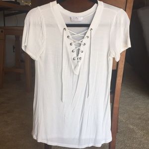 White lace up shirt